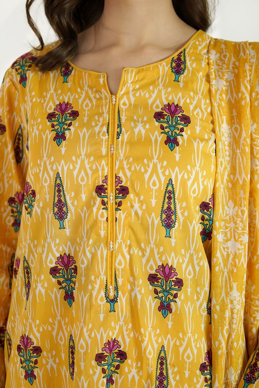 Saffron Bloom Ikat Suit