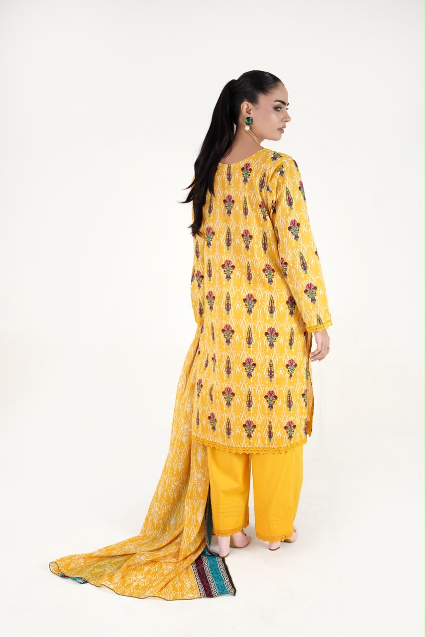 Saffron Bloom Ikat Suit
