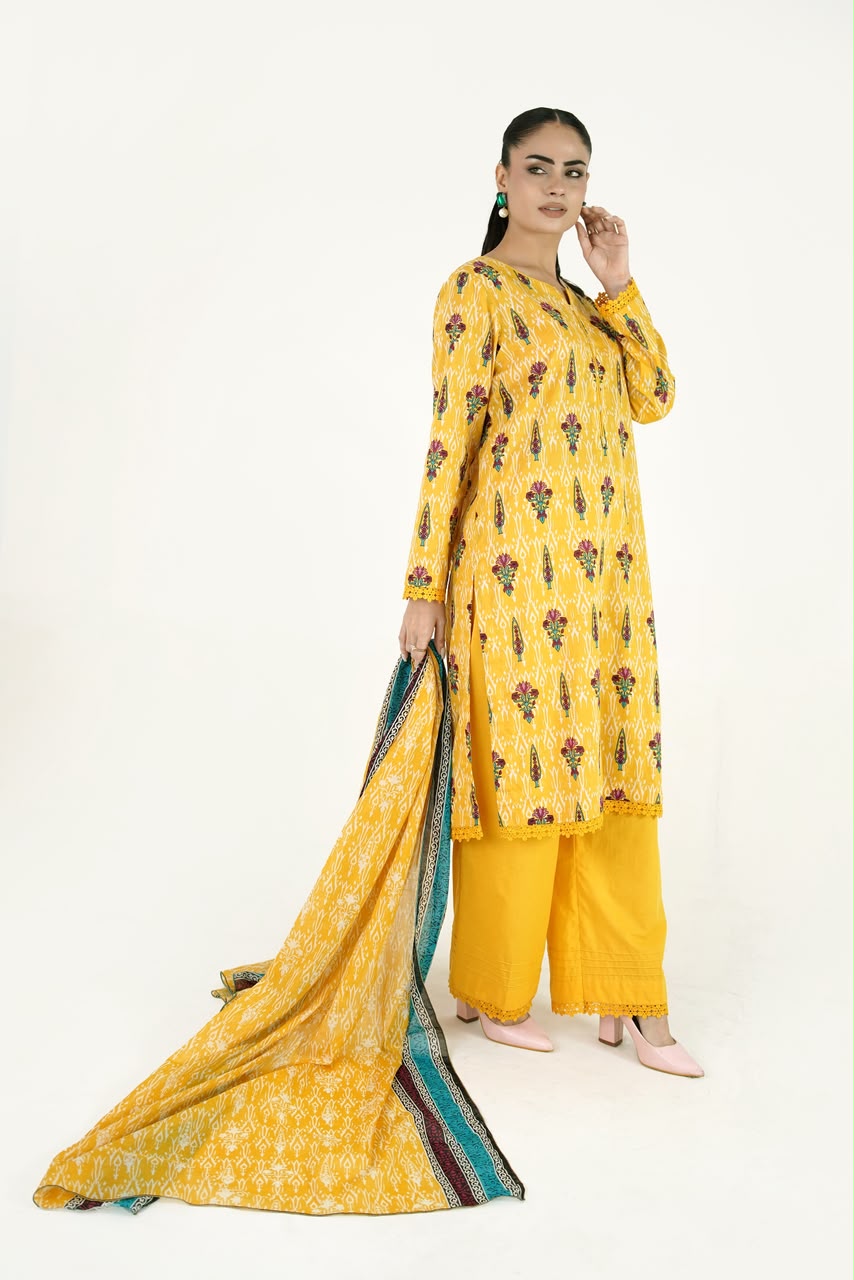 Saffron Bloom Ikat Suit