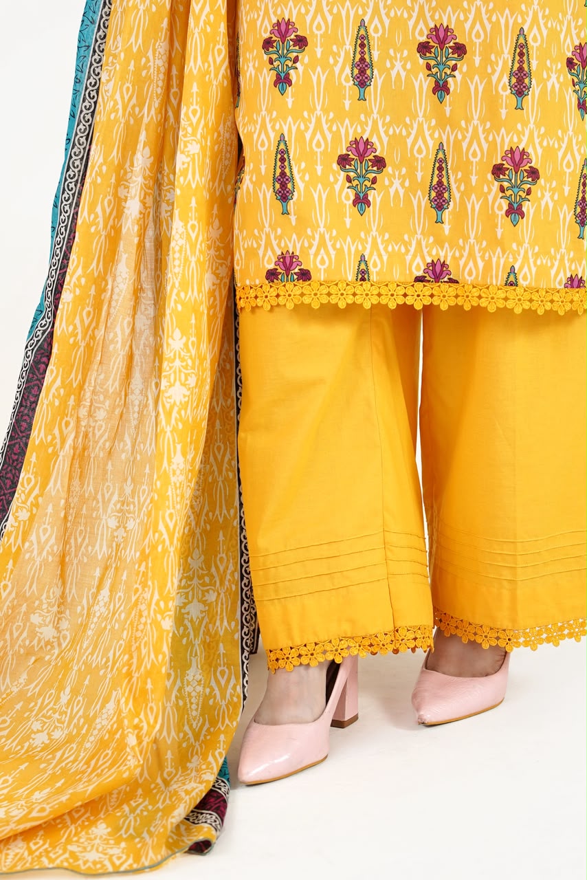 Saffron Bloom Ikat Suit