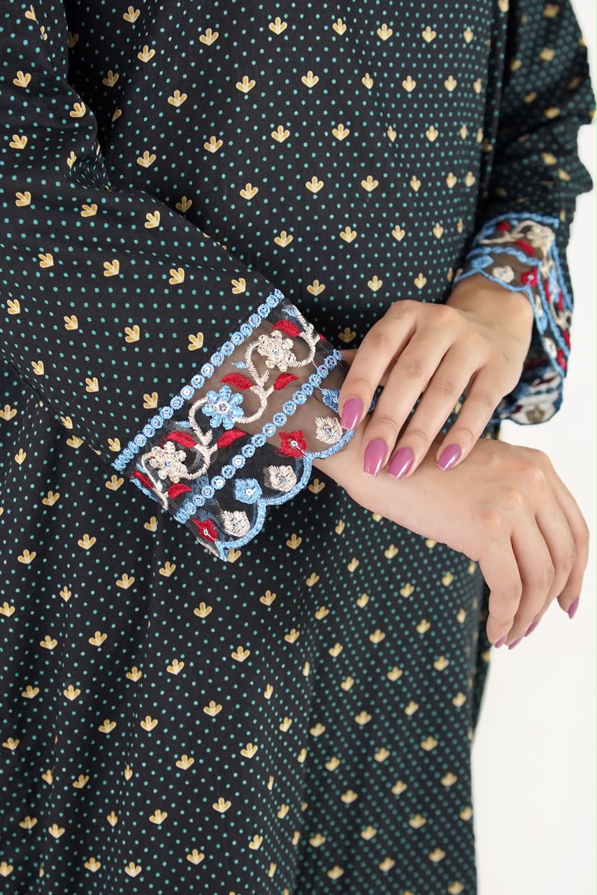Sapphire Bloom Embroidered Suit