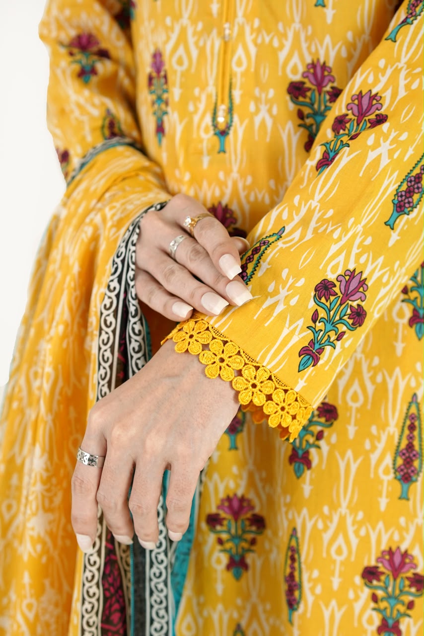 Saffron Bloom Ikat Suit