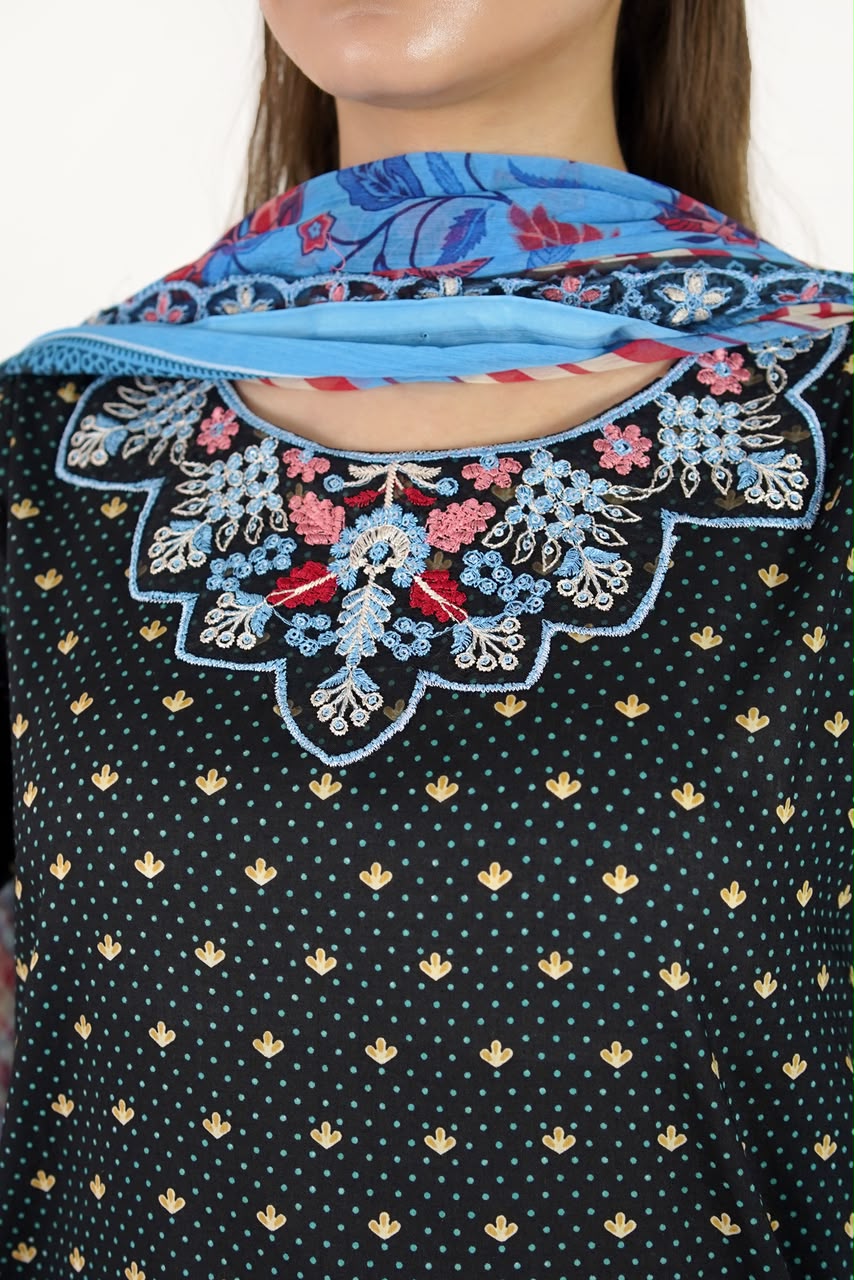 Sapphire Bloom Embroidered Suit