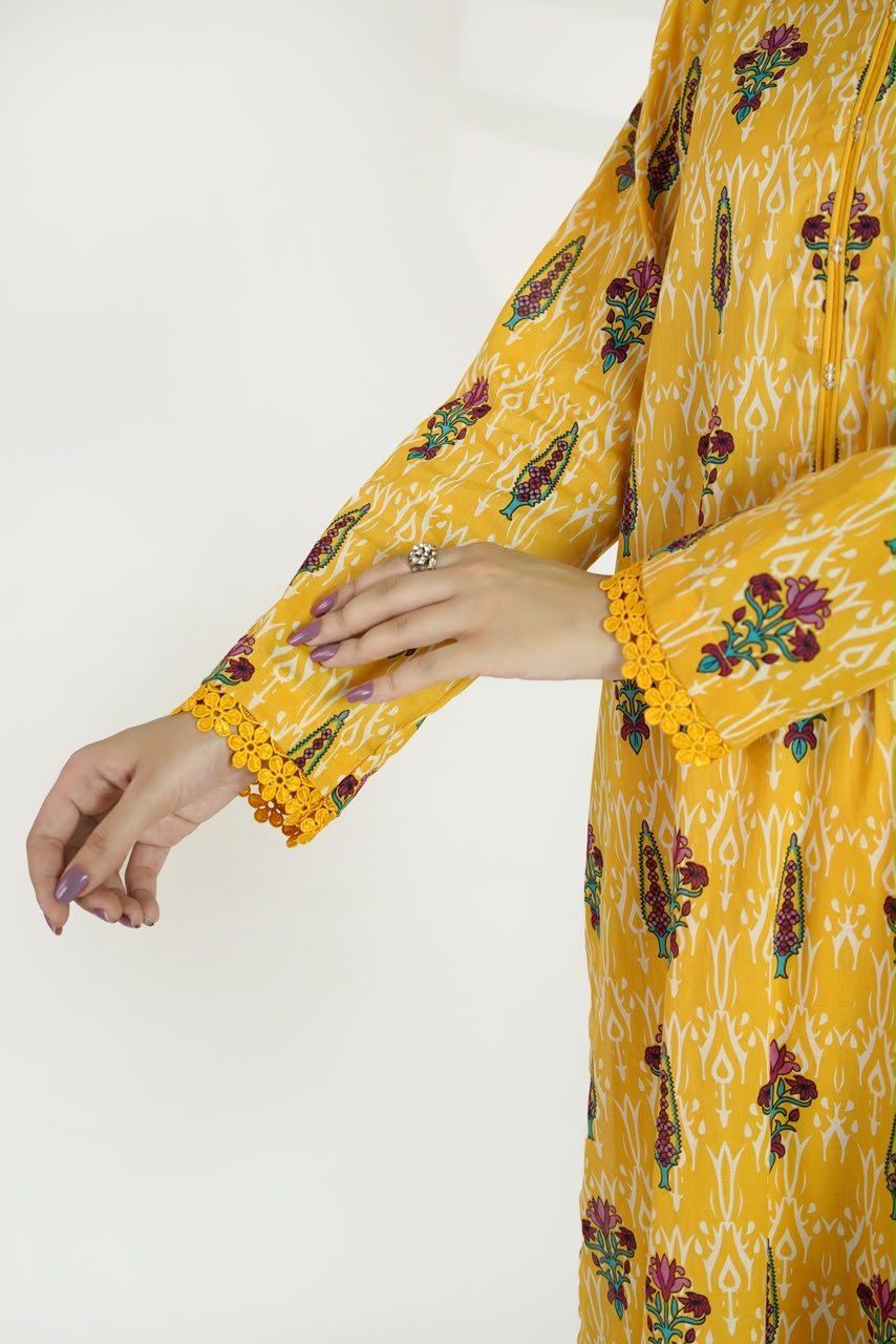 Saffron Bloom Ikat Suit