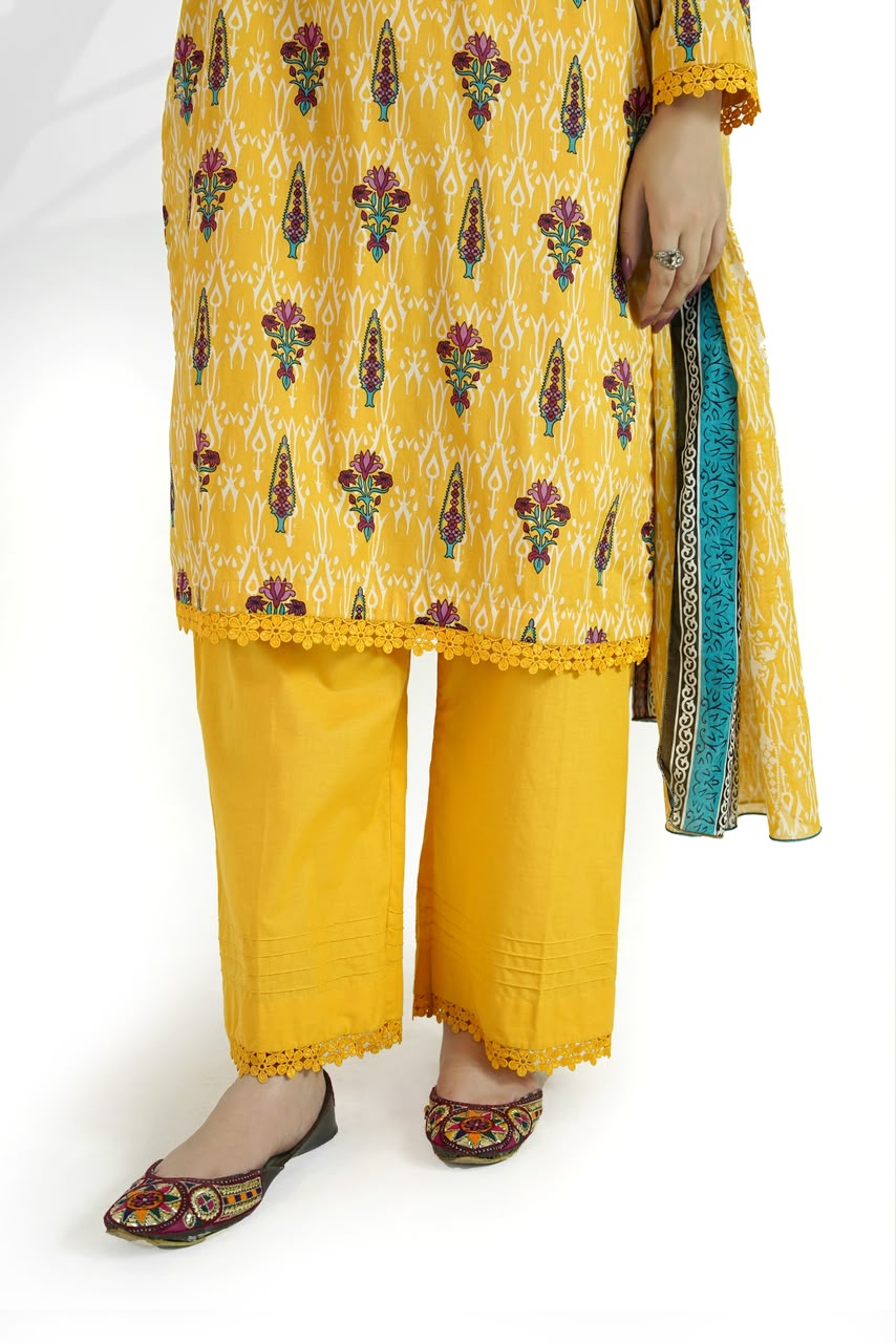 Saffron Bloom Ikat Suit