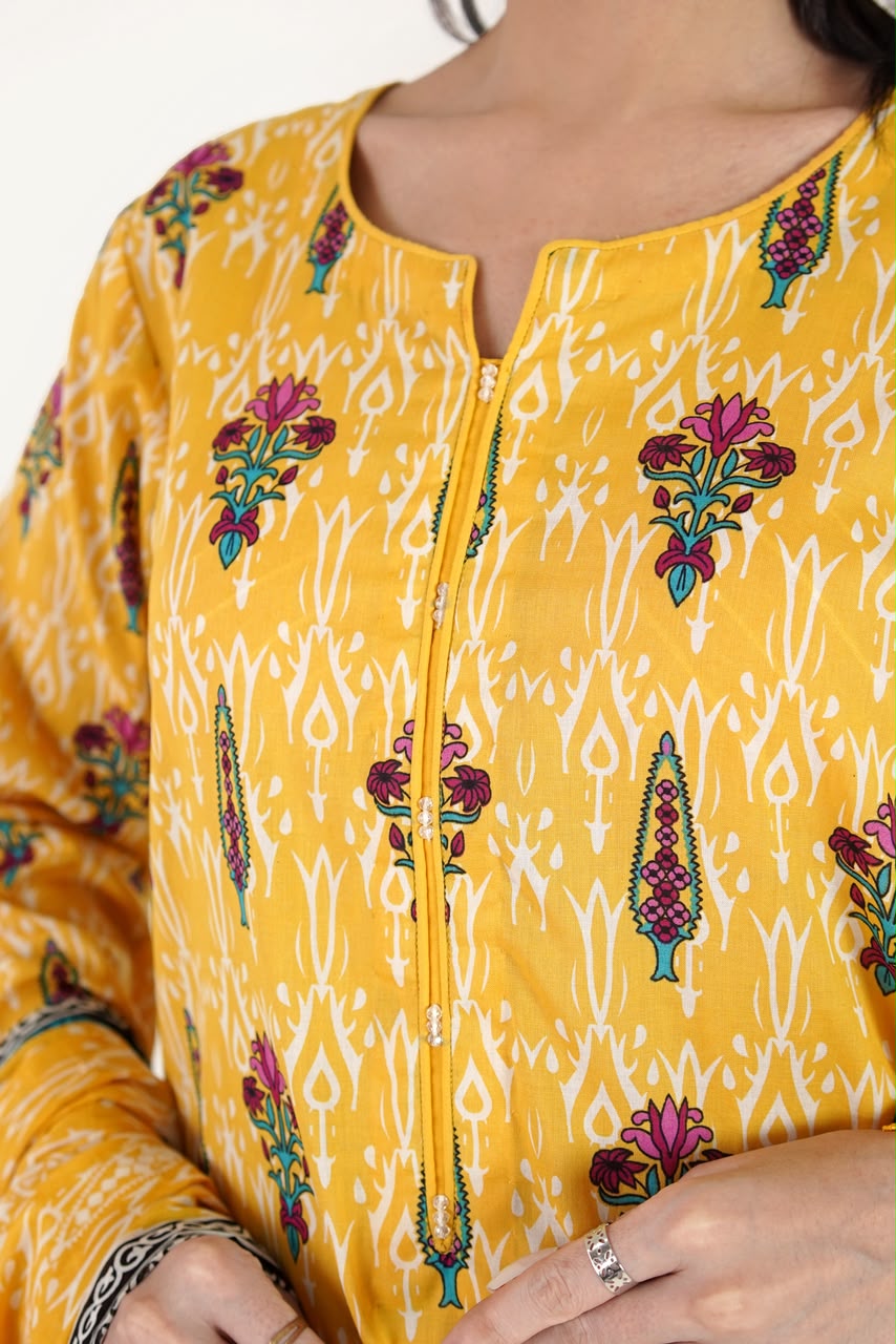 Saffron Bloom Ikat Suit